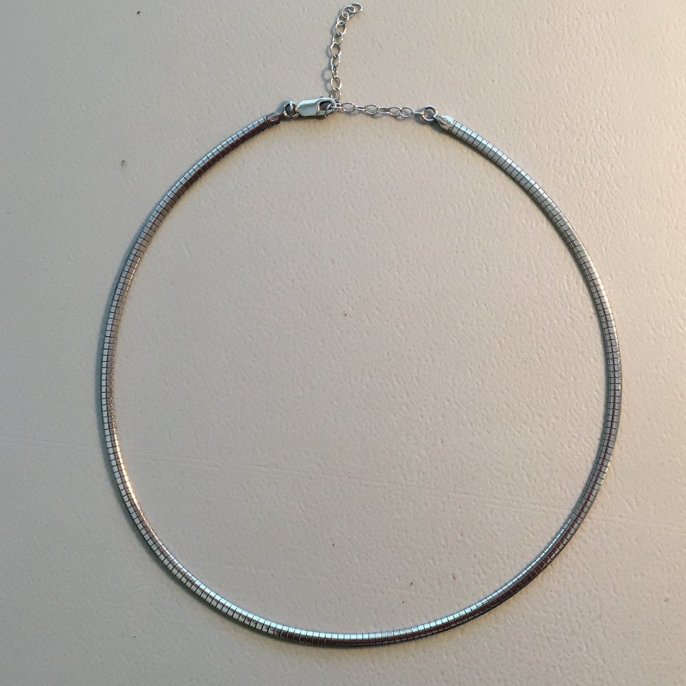 STERLING SILVER OMEGA 16"+ 925 NECKLACE 3mm COLLAR